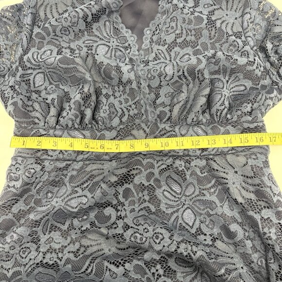 Kiyonna Plus Scalloped Boudoir Lace Sheath Dress Navy Blue 1X 14-16 - Picture 11 of 13